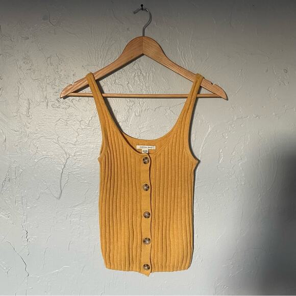 American Eagle Outfitters Mustard Yellow Fitted Ribbed Knit Sweater Tank Top XS - Picture 1 of 6
